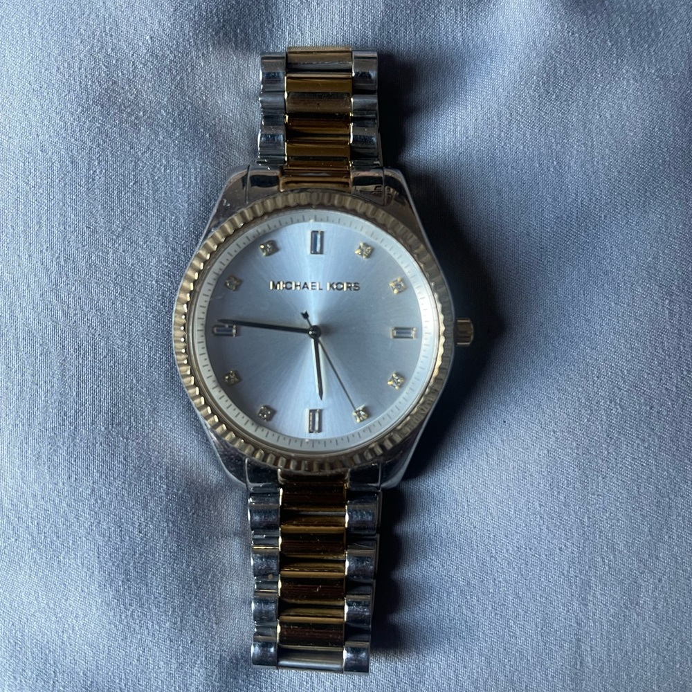 Michael Kors women’s oversized two-tone watch with crystals